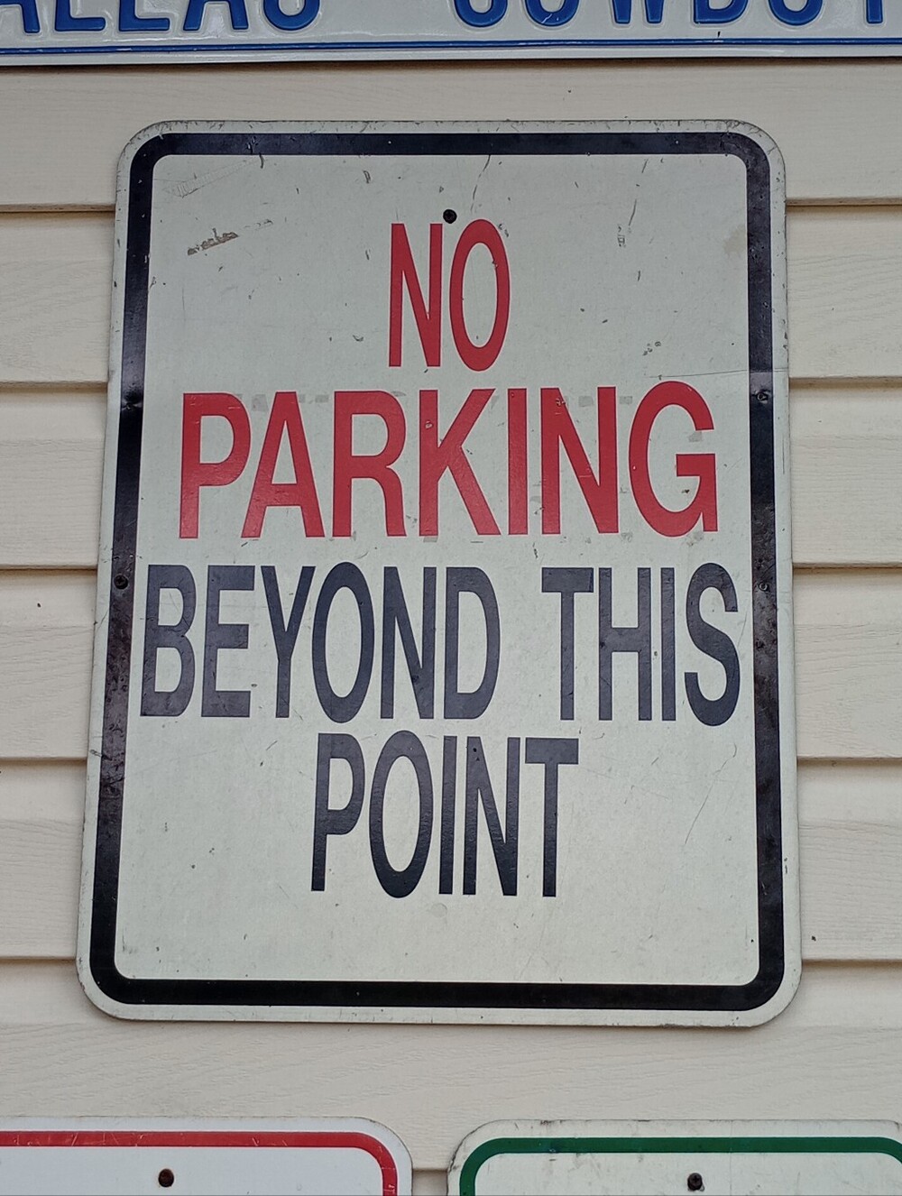 Vintage Aluminum No Parking Sign - Red and Black Lettering